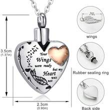 Heart-Shaped Cremation Necklace, Winged Cremation Urn Necklace - Your Wings Are Ready, But My Heart Is Not - Heart-shaped With Wings - View 2