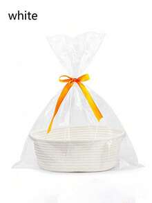 1 Set Of Pink Woven Storage Baskets And Transparent Gift Bags, Made Of High-Quality Woven Materials, Suitable For Storing Small Items And Making Gift Baskets. It Is A Must-Have For Birthdays, Storage Enthusiasts, And Delicate Girls. Suitable For Occasions Such As Birthdays, Christmas, Holiday Gift Giving