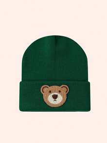 1pc Cute Bear Baby Hat, Knitted Cap For Toddler Boys Girls, Warm Beanie For Outdoor, Everyday Wear In Autumn/Winter - Fluorescent Hat-bear Head No. 1 - View 16