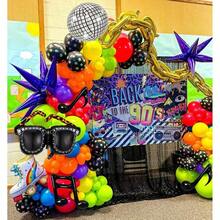 90s 80s Disco Theme Party Decorations, 171Pcs Balloon Arch Kit With Retro Disco Ball Radio Glasses Roller Skate Musical Note Chain Foil Balloons Back To 90s 80s Hip Hop Birthday Supplies - Đầy màu sắc - Xem 7