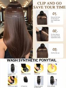 Clip In Hair Extensions 4pcs/Set Long Straight Hair Extension High Tempreture 20 Inch Synthetic Hairpiece Clip In Hair Extensions For Women Daily Use Cosplay Party - Multicolor - View 7