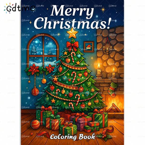 24-seitiges Weihnachts-Malbuch: Gemütlicher Weihnachtsbaum & Geschenke, A4 Größe, Perlmutt-Umschlag & dicke Innenseiten, Weihnachten, Thanksgiving, Neujahr, Geburtstag, Party, Schulanfang, Herbst/Winter Geschenk