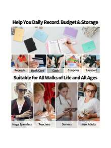 1 buc PU piele A6 planificator organizator portofele buget binder cu plicuri de numerar buzunare fermoar buget husă binder pentru bugetarea și organizarea numerarului