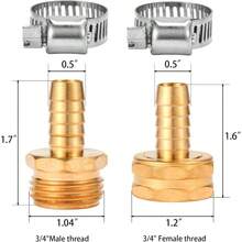 Brass Garden Hose Connector Repair Mender Kit With Stainless ClampFits 1/2" Water Hose Fitting 3 Sets 1/2" Barb X 3/4" GHT - 適用於 1/2 英吋軟管(母頭和公頭) - 查看 2