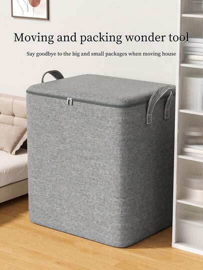 1 pieza Bolsa de almacenamiento de ropa gris, bolsa de almacenamiento para dormitorio de estudiantes, bolsa de almacenamiento de artículos varios, bolsa de mudanza y viaje, bolsa de almacenamiento de ropa ociosa, plegable y portátil, de gran capacidad, impermeable y a prueba de polvo, adecuada para el almacenamiento en el hogar y el dormitorio