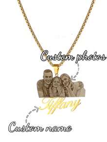 Dây chuyền ảnh khắc theo yêu cầu, mặt dây chuyền bằng thép không gỉ mạ vàng dày 5mm cổ điển, chữ viết tay cá nhân hóa, phù hợp cho cả nam và nữ, dây chuyền kỷ niệm, trang sức cưới, quà tặng độc đáo cho vợ, kỷ niệm ngày cưới, quà Giáng sinh bí mật thú vị, thời trang tối giản vàng, có thể tùy chỉnh, cá nhân hóa, độc đáo, quà tặng lý tưởng cho anh ấy, quà tặng lý tưởng cho cô ấy, kỷ niệm ngày cưới, tựu trường, dịp công sở, thời trang bạc, tình yêu vĩnh cửu - Vàng - Xem 11