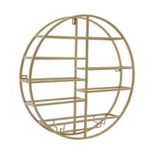 LianDu-US Gold Round Wine Rack, Wall Mounted Wine Display Rack, Wine Shelf With Glass Holder And 4 Expansion Screws For Living Rooms, Restaurants, Offices, Corridors, 23.62*4.33in - Gold - View 5