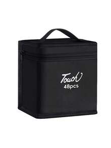 [Large Capacity - 168 Pieces] Professional Art Markers Storage Bag - Black Drawing Tools Bag - Sketching, Coloring Pens, Makeup Brushes Portable Pen Bag,Pencil Case,Stationery - Black - View 9