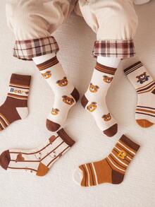 5 Paar Kinder Thermisch gefütterte Socken bis zur Mitte des Knöchels, geeignet für kaltes Wetter, Innen- und Außenbereich, Sportbekleidung, Herbst/Winter