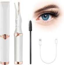 Nuevo rizador de pestañas eléctrico, rizador de pestañas con temperatura ajustable, mini rizador de pestañas eléctrico portátil, adecuado para maquillaje, calentamiento rápido, duración de 24 horas (blanco) - Negro - Ver 12