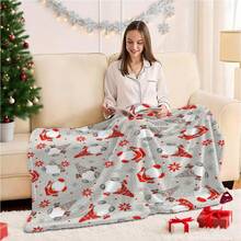 Christmas1pc Gray Dwarf Snowflake Dot Flannel Blanket,280gsm, Cute Cartoon Throw Blankets, Blanket For Bed, Tapestry,Rug, Suitable For Home Decor,The Four Seasons, Bedroom Decor, Room Decoration Stuff, Living Room Decor, Picnic Blanket, Best Friend Gifts, Bed