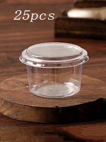 25/50sets 5oz Reusable Covered Party Cups, Cake Cups For Frozen Yogurt, Coconut Jelly And Oatmeal Bowls, Durable And Shatter-Proof Dessert Cups, Cream Puff Boxes, Transparent Dessert Containers, Suitable For Cakes, Mousse, Cupcakes And Ice Cream