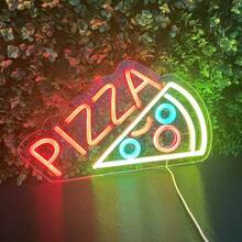 Pizza Neon Sign For Pizzeria Decor, Pizza Shaped Neon Sign, Pizza LED Neon Light For Restaurant, Kitchen, Store, Party, Gift, USB Powered