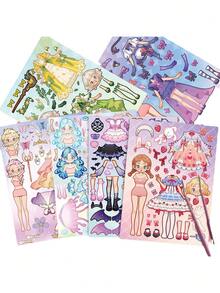 Pegatinas reutilizables: Set de 6/12 pegatinas únicas de princesas de dibujos animados para diversión de vestir - Apto para mayores de 14 años