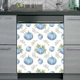 1 pieza Pegatina magnética impresa en 2D con calabaza y hojas de Acción de Gracias - Resistente al agua, fácil de limpiar, reutilizable, se ajusta a lavavajillas, refrigeradores, lavadoras, secadoras, sin necesidad de pegamento, accesorio de decoración de cocina, se ajusta a la mayoría de lavavajillas