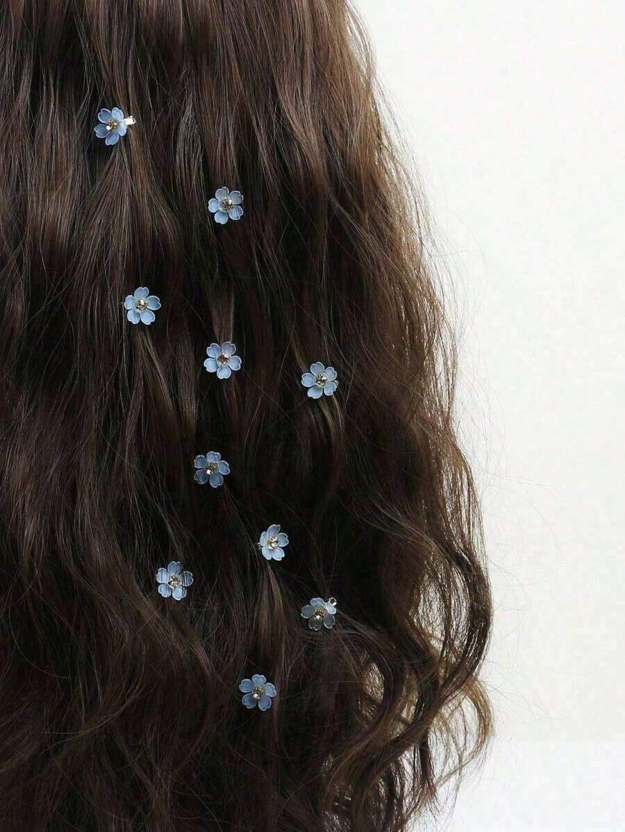10pcs Crystal Flower Hair Accessories Set - Includes Claw Clips, Hair Claws & Barrettes, Perfect For Summer Beach & Daily Wear - 紫色 - 查看 1