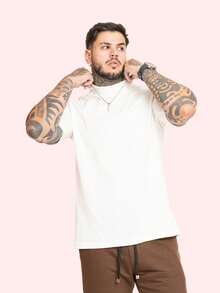 Kit 3 Premium Men's Oversized T-Shirts, Trap Street Style, Gringa Bodybuilder Cotton, Children's Day - xám, trắng và xanh - Xem 3