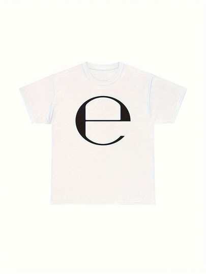 Men's Ecco2K Drain Gang Bladee Yung Lean Sadboys Y2K Graphic T-Shirt - White With Bold Black 'E' Print, Minimalist Streetwear Design, Breathable All-Season Comfort, Regular Fit Round Neck Casual Top For Men, Machine Washable Y2K Aesthetic Oversized Lettering,  Urban Fashion For Concerts & Casual Attire, Comfortable Fit With Bold 'E' Print, Ideal For Streetwear Lovers, Allseason Apparel