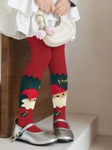 Girls' Christmas Tights, Christmas Color Matching Santa Claus Cartoon Design Holiday Pantyhose, Suitable For Christmas And New Year - Multicolor - View 18