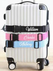 1pc Custom Embroidered Luggage Strap - Customizable Name, Text, Luggage Packing Strap Anti-Theft Multi-Function Hanging Buckle, Sturdy Closure Design, Durable Outer Strap, Outdoor Sports Fixing Strap, Portable Travel Anti-Theft Buckle Luggage Strap, Jacket Clip, Backpack Clothes Clip, Bag Clip For Carrying Support, Available In A Variety Of Colors, Travel Essentials, Gifts For Friends And Family Who Love Traveling