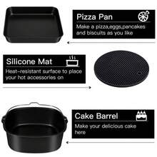 Juego de accesorios para freidora de aire, sartén para pizza, utensilios para hornear y pasteles para la serie de sartenes de 5,5 l