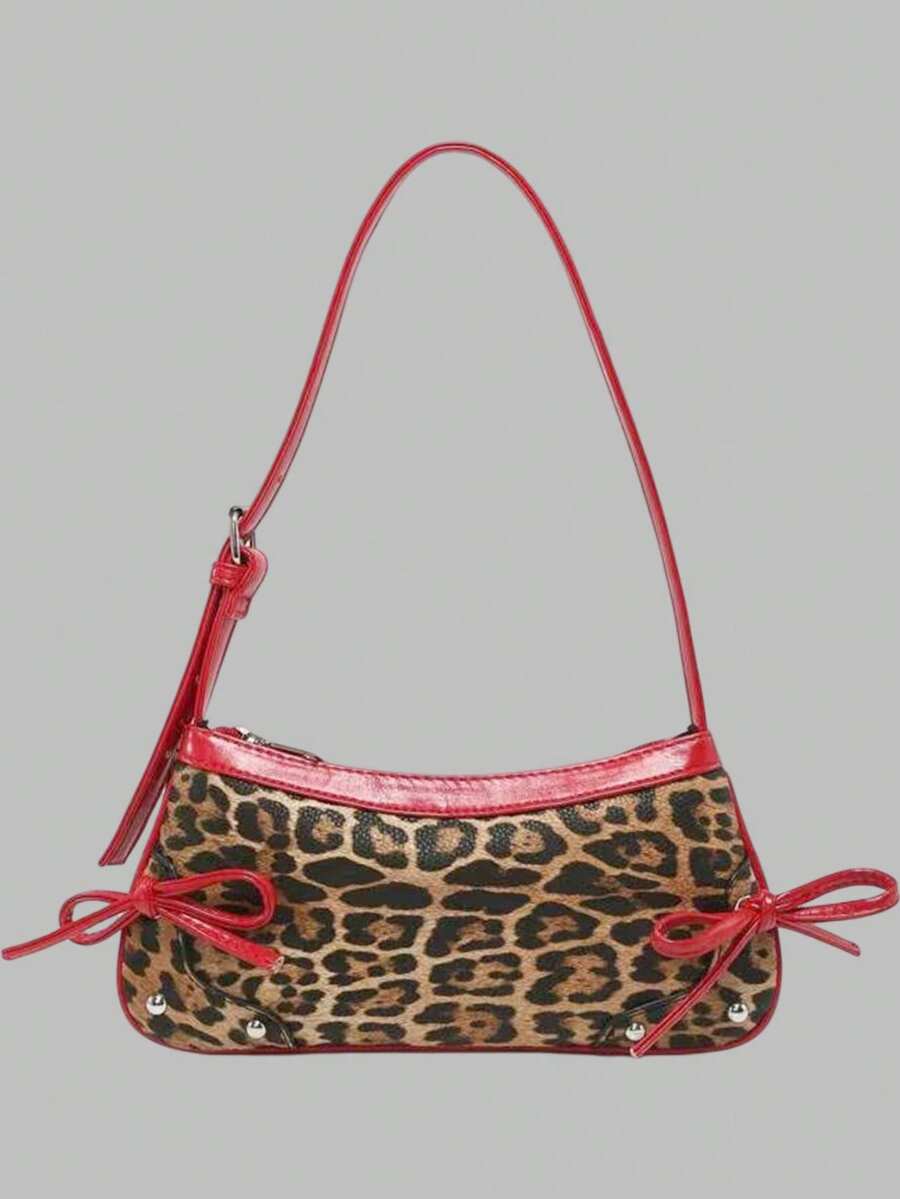 DareSee 1个复古蝴蝶结装饰肩挎包/腋下法棍包，适合约会、郊游、派对、音乐节、Y2K 庆典、返校季、秋季、圣诞节等场合，是搭配圣诞服装参加派对的完美之选，也是冬季圣诞节的理想礼物。 - 紅色 - 查看 1