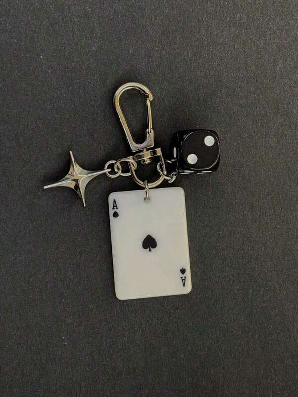 1pc Unisex New Creative Cartoon Dice Keychain Acrylic Playing Card Pendant Fashion Personalized Bag Charm Backpack Decor Keychain For Bag Car Accessories For Women