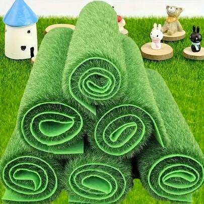 4/8pcs Artificial Grass Mat Square 15X15cm/5.9X5.9in Fake Turf Patch, Green Fake Grass Decor For Crafts, Artificial Garden Grass For Micro Landscape Cottage Miniature Ornament Projects, Model Turf Grass For DIY Fairy Garden Decor Kit, Micro Landscape Craft, Garden Decoration, Perfect Birthday Gift