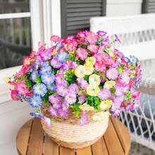 Artificial Flowers Fake Plants For Outdoors Decoration, 12 Bundles Silk Morning Glory With Eucalyptus Realistic UV Resistant Faux Flowers For Outside Planter Porch Yard Patio Garden Home Indoor, Mix - 款式4 - 查看 2