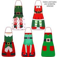 2 piezas Delantales navideños, tamaño 50x70cm, delantales decorativos de Papá Noel y duende, adecuados para hombres y mujeres chefs, suministros de cocina para adultos, pueden ser regalos para fiestas de Navidad, Halloween o Acción de Gracias (color y estilo aleatorios)