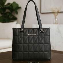 Kit Bolsa Feminina Grande Sacola Espaçosa + Pequena De Ombro Versátil + Carteira Porta Cartão Lançamento - Preto - Visão 2