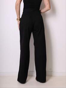 Women's Wide Leg Jeans, High Waist, Butt Lifting, 2025 - 黑色 - 查看 4