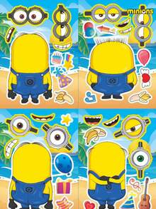 Minions Minions 8/16/24 Pcs Minions Theme Puzzle Stickers Suitable For Birthday Decorations, Cute Big Eyes, Creative Face-Changing Mobile Phone Luggage Stickers DIY Stickers, Suitable For Birthday Parties, Halloween, Christmas, Weddings, Theme Decoration Stickers