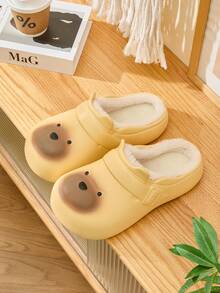 Senfgelbe Cartoon EVA wasserdichte Winter Hausschuhe, Damenhausschuhe, süße Paar Hausschuhe, Damen Slides