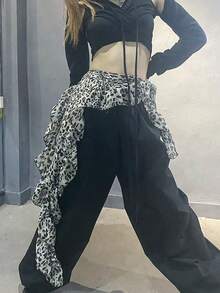 Women's Leopard Print Ruffled Hip Scarf - Jazz & Hip Hop Dance Waist Wrap Accessory - Multicolor - View 6