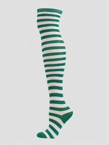 3 Pairs Striped Thigh High Socks, Cute & Casual, Suitable For Cosplay, Performance, Christmas, Halloween, Daily Wear