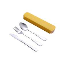 [3件套不锈钢餐具套装] 3件套不锈钢餐具带勺叉刀，便携式餐具，适合户外露营野餐旅行 - 彩色 - 查看 6