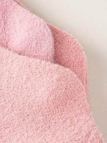 1/5 pares aleatorios de calcetines gruesos de invierno de peluche de visón para niños, serie rosa y blanca con diseño de corazón y lazo, calcetines cálidos hasta el tobillo