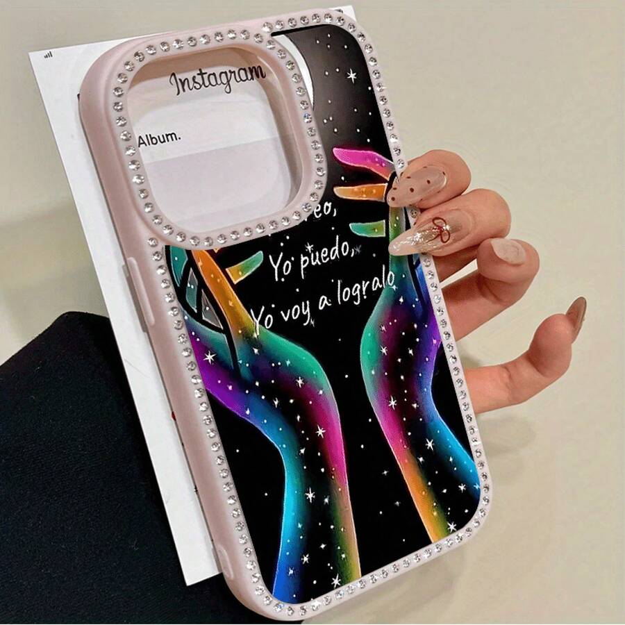 Funda 3 en 1 con doble cara y diseño incrustado, compatible con las series 16 Pro, 16, 15 Pro, 14, 14 Plus/14 Pro, 13, 13 Pro, 12 Pro y 11 Pro. Resistente a golpes y manchas, suave, ideal para hombres y mujeres, con decoración. - Rosa - Ver 1
