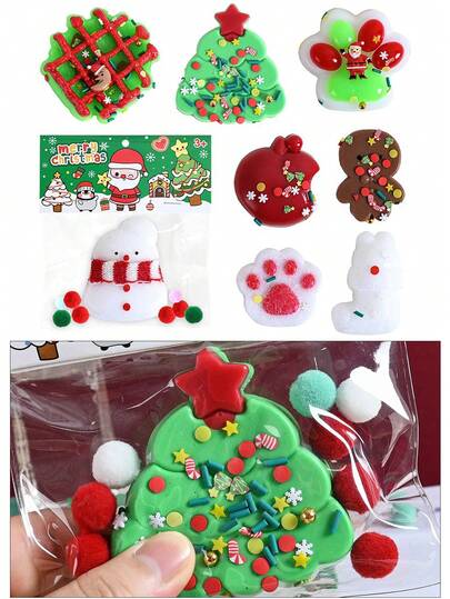 1/6/12 قطعة ألعاب ضغط عشوائية بأشكال عيد الميلاد - لعب سكوشي كيوت بشكل بابا نويل - ألعاب حسية - لعبة كاواييي بشكل رجل ثلج وكف قطة - طقم ألعاب للتوتر - هدايا لجوارب عيد الميلاد - جوائز للفصول الدراسية - هدايا لليلة عيد الميلاد العائلية - ديكور عيد الميلاد - ألعاب ضغط للتخفيف من التوتر لحفلات