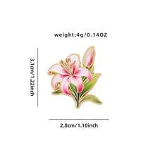Romantic Pink Lily Flower Brooch, Delicate Enamel Pin, Elegant Fashion Accessory - CZ3067-6 - View 6