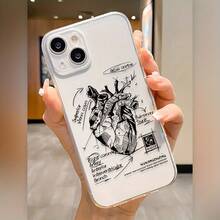 Funda a prueba de golpes de borde suave y moderno con detalle de corazón, transparente y anti-caída para teléfono móvil Apple. Esta funda a prueba de golpes es un compañero confiable para tu teléfono. - 1 pieza - Ver 6