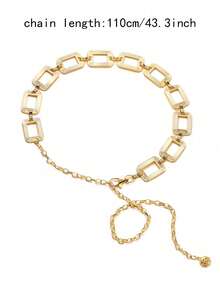 1 件女士时尚金属腰链首饰，身体装饰品几何腰带，适合连衣裙