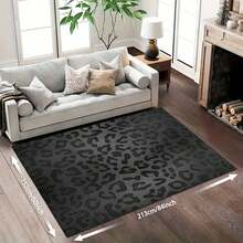 1Pc Large Fashionable Leopard Print Pattern Area Rugs, Black And Gray Color Scheme, Non-Slip Backing, Lightweight, Durable Polyester, Machine Washable, Easy To Clean, Soft Felt Back, Suitable For Living Room, Bedroom Or Office, Sofa, Coffee Table, Kitchen, Bathroom, Balcony, Entrance Carpet, Apartment, Dormitory, Porch, Patio, Farmhouse Decor, Low Pile Carpet, Low Pile Carpet - 樣式 1 - 查看 13