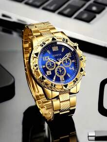 1 Piece/Set Men's Business Popular Three-Eye Mixed Scale Quartz Watch, Fashionable Casual Decorative Watch, Suitable For Birthdays, Anniversaries, Valentine's Day The Most Ideal Gift