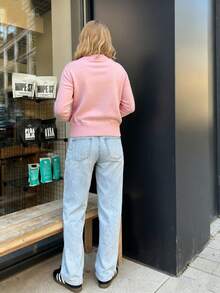 Women's Pink Knitted Cardigan, Casual Daily Wear & Date Outfit, Long Sleeve Front Button Sweater - Pink - View 3