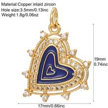 1pc Multi-Color Enamel Copper Heart Shaped Pendant, Delicate & Compact, Handmade DIY Necklace, Bracelet, Earring Jewelry Pendant, Suitable As Thanksgiving Gift