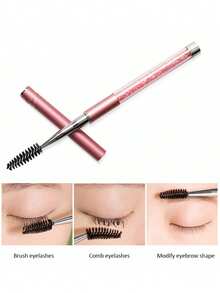 Set di strumenti per unghie e bellezza che include un pennello per mascara a motivo diamantato, un pennello per mascara portatile e coperto a forma di diamante, e un pettine a spirale per ciglie.