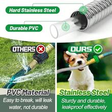 3ft Short Garden Hose With Female To Female Connector Metal Leakproof Leader Hose For Hose Reel Heavy Duty 304 Stainless Steel Flexible Hose For Outdoor Garden Watering Car Pet Cleaning - 50英尺 - 查看 3