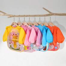 2 Stücke Baby Lätzchen, wasserdichter Fütterungsschutz, umkehrbarer Malschürze für Kleinkind Jungen & Mädchen